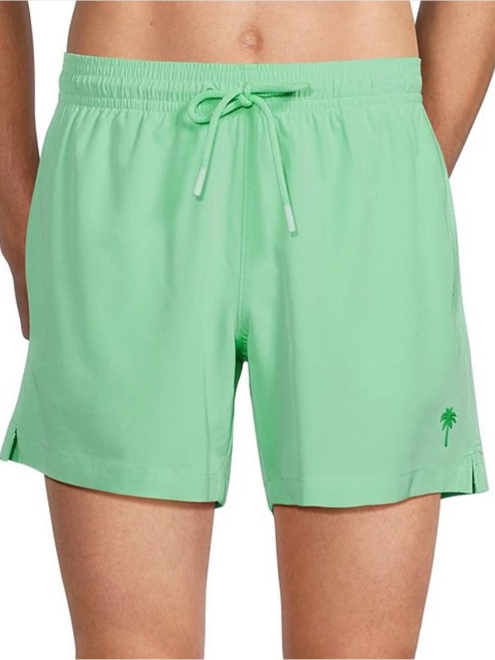 NWT Caribbean | Palmsway 6" Bright Mint Green Solid Swim Trunks L